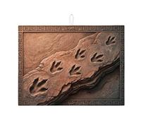 Tappetino scolapiatti con impronta di dinosauro per bancone della cucina, tappetino assorbente rustico marrone, tappetino in microfibra estivo per cucina, bar, 45 x 61 cm