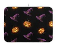Tappetino scolapiatti con lanterna incandescente a forma di zucche, per bancone della cucina, reversibile, per cucina, 45,7 x 40,6 cm