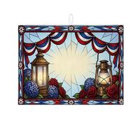 Tappetino scolapiatti con lanterna patriottica per bancone della cucina, tappetino scolapiatti assorbente floreale rosso blu, tappetino in microfibra rustico estivo per decorazione 45,7 x 61 cm