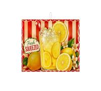 Tappetino scolapiatti con limone fresco per bancone della cucina, tappetino scolapiatti assorbente a righe rosse, tappetino scolapiatti in microfibra per frutta estiva per proteggere bar, 40,6 x 45,7