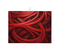 Tappetino scolapiatti con linea curva rossa, in microfibra, di grandi dimensioni, 45,7 x 61 cm, tappetino scolapiatti da cucina (nero/rosso/blu)