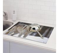 Tappetino scolapiatti con lupo nella neve, per bancone della cucina, in microfibra, assorbente, reversibile, lavabile, 45,7 x 61,7 cm, facile da pulire, decorazione per casa, cucina, sala da pranzo