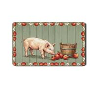 Tappetino scolapiatti con maiali da fattoria, per bancone della cucina, in gomma assorbente, con frutta verde rustica, tappetino scolapiatti vintage floreale autunnale per decorazione bancone della