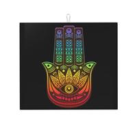 Tappetino scolapiatti con mandala e meditazione Hamsa Hand of Fatima, 40,6 x 45,7 cm, assorbente in microfibra per piano di lavoro della cucina, multiuso, per scolapiatti, nero