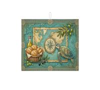 Tappetino scolapiatti con mappa costiera per bancone della cucina, tappetino assorbente nautico in microfibra, stile vintage marino, per bancone della cucina, decorazione per la casa, 40,6 x 45,7 cm