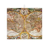 Tappetino scolapiatti con mappa del mondo (3), in microfibra, per bancone della cucina, super assorbente, lavabile in lavatrice, 40,6 x 45,7 cm