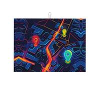 Tappetino scolapiatti con mappa della città al neon in microfibra, grande tappetino scolapiatti per bancone della cucina, tappetino super assorbente, tappetino scolapiatti facile da pulire, 45,7 x 61