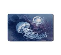 Tappetino scolapiatti con meduse per bancone della cucina, tappetino scolapiatti in gomma assorbente blu oceano arte tappetino scolapiatti tappetino estivo in pelle PU per bar 30,5 x 50,8 cm
