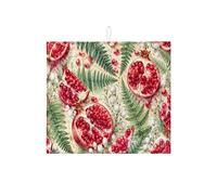 Tappetino scolapiatti con melograno per bancone della cucina, tappetino scolapiatti assorbente per frutta rossa, tappetino scolapiatti in microfibra botanico autunnale per bar, 40,6 x 45,7 cm