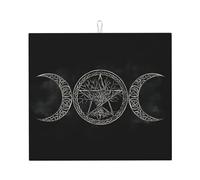 Tappetino scolapiatti con motivo a pentacolo della strega e della dea della luna tripla, 16"" x 18"" in, protezione assorbente in microfibra per tavolo da cucina, tappetino multiuso per scolapiatti, n