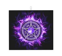 Tappetino scolapiatti con motivo a pentacolo della strega Wiccan della Dea della Luna Tripla, 16" x 18", protezione assorbente in microfibra per tavolo da cucina, tappetino multiuso per scolapiatti da