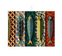 Tappetino scolapiatti con motivo a pesce, per bancone della cucina, design acquatico colorato, assorbente, tappetino scolapiatti in microfibra, tappetino estivo in microfibra per bancone della cucina