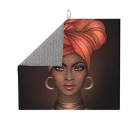 Tappetino scolapiatti con motivo a ragazza afroamericana per la decorazione del bancone della cucina - Tappetino scolapiatti assorbente in microfibra da 16" x 18" Tappetino protettivo reversibile per