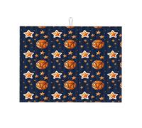 Tappetino scolapiatti con motivo a stelle di pallacanestro, tappetino assorbente per scolapiatti per bancone della cucina, tappetino antiscivolo, 45,7 x 61 cm