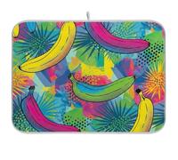 Tappetino scolapiatti con motivo Art Bananas Neon Colors 45,7 x 40,6 cm, tappetino scolapiatti reversibile assorbente