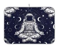 Tappetino scolapiatti con motivo astronauta meditativa, 45,7 x 61 cm, tappetino assorbente reversibile, grande tappetino da cucina