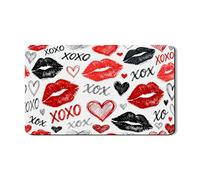 Tappetino scolapiatti con motivo bacio per San Valentino, tappetino in gomma assorbente rosso nero a forma di cuore, romantico e divertente tappetino scolapiatti per bancone della cucina, 30,5 x 50,8