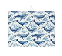 Tappetino scolapiatti con motivo balena, per bancone della cucina, tappetino assorbente per scolapiatti blu oceano, tappetino in microfibra per scolapiatti e decorazione per bancone della cucina, 45,7
