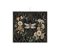 Tappetino scolapiatti con motivo floreale a libellula, per bancone della cucina, nero floreale, assorbente, tappetino scolapiatti in microfibra vintage autunnale per bancone della cucina, 40,6 x 45,7