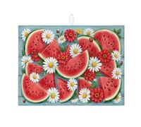 Tappetino scolapiatti con motivo floreale anguria per bancone della cucina, tappetino assorbente per scolapiatti con frutta rossa, tappetino estivo in microfibra per proteggere bar, 45 x 61 cm