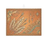 Tappetino scolapiatti con motivo floreale bohémien, per bancone della cucina, tappetino assorbente in piuma arancione, tappetino scolapiatti in microfibra autunnale per bar, 45,7 x 61 cm