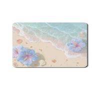 Tappetino scolapiatti con motivo floreale da spiaggia, per bancone della cucina, in gomma assorbente, motivo ibisco, colore blu tropicale, tappetino scolapiatti in pelle sintetica per cucina, 30,5 x