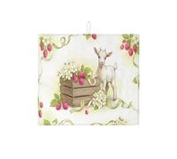 Tappetino scolapiatti con motivo floreale di capra per bancone della cucina, tappetino scolapiatti assorbente color lampone bianco, tappetino scolapiatti in microfibra primaverile, 40,6 x 45,7 cm