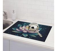 Tappetino scolapiatti con motivo floreale di loto magico per bancone della cucina, assorbente in microfibra, reversibile, lavabile, 45,7 x 61 cm, per decorare la casa, la cucina, la sala da pranzo
