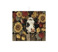 Tappetino scolapiatti con motivo floreale di mucca, per bancone della cucina, tappetino scolapiatti assorbente rustico con girasole, tappetino in microfibra vintage per proteggere bar, 40,6 x 45,7 cm