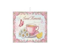 Tappetino scolapiatti con motivo floreale di pesca, per bancone della cucina, tappetino scolapiatti assorbente per tazze vintage, tappetino scolapiatti in microfibra con farfalla primaverile, 40,6 x