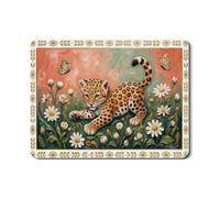 Tappetino scolapiatti con motivo floreale leopardato per bancone della cucina, in gomma assorbente verde floreale, tappetino scolapiatti in pelle PU con farfalla primaverile, 45,7 x 61 cm