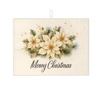 Tappetino scolapiatti con motivo floreale natalizio per bancone della cucina, con stella di Natale assorbente, tappetino scolapiatti in microfibra rustico invernale, 45,7 x 61 cm