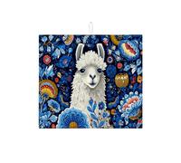 Tappetino scolapiatti con motivo floreale per bancone della cucina, elegante motivo a lama, assorbente blu e bianco, tappetino scolapiatti artistico in microfibra per decorazione della cucina, 40,6 x