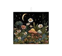 Tappetino scolapiatti con motivo floreale per bancone della cucina, stile vintage, con margherite e funghi, assorbente, tappetino scolapiatti in microfibra autunnale per proteggere il bancone della