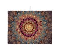 Tappetino scolapiatti con motivo mandala, per bancone della cucina, colorato, in stile bohémien, assorbente, in microfibra, per bancone della cucina, 45,7 x 61 cm