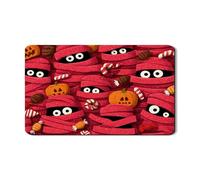 Tappetino scolapiatti con motivo mummia di Halloween, divertente tappetino in gomma assorbente con motivo mummia rossa, tappetino scolapiatti in pelle PU per protezione bancone della cucina, 30,5 x