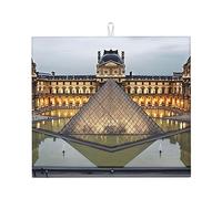 Tappetino scolapiatti con motivo Museo del Louvre di Parigi, super assorbente, con gancio, facile da pulire, accessori da cucina, scolapiatti per piatti, 45,7 x 40,6 cm