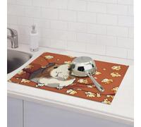 Tappetino scolapiatti con motivo sorridente, per bancone della cucina, in microfibra, assorbente, reversibile, lavabile, 45,7 x 61 cm, facile da pulire, per decorare la casa, la cucina, la sala da