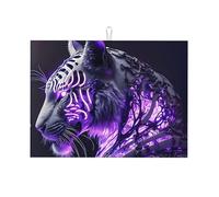 Tappetino scolapiatti con motivo tigre bianca, in microfibra, grande tappetino scolapiatti per bancone della cucina, tappetino super assorbente, tappetino per scolapiatti facile da pulire, 45,7 x 61