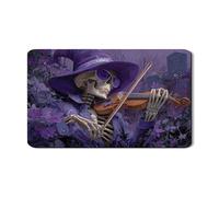 Tappetino scolapiatti con motivo violinista, in gomma assorbente, motivo floreale viola, per Halloween, gotico, in pelle PU, per bancone della cucina, 30,5 x 50,8 cm