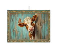 Tappetino scolapiatti con mucca e farfalla, per bancone della cucina, tappetino assorbente per scolapiatti rustico in microfibra, stile country vintage, per bancone della cucina, 45,7 x 61 cm