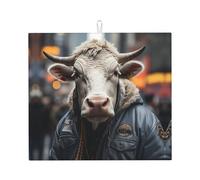 Tappetino scolapiatti con mucca surrealista, tappetino in microfibra per scolapiatti per bancone della cucina, tappetino super assorbente, tappetino per scolapiatti lavabile in lavatrice, 40,6 x 45,7