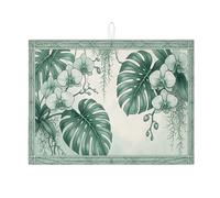 Tappetino scolapiatti con orchidee tropicali, tappetino assorbente per scolapiatti con foglie verdi, tappetino scolapiatti in microfibra botanico primaverile per bancone della cucina, 45,7 x 61 cm