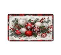 Tappetino scolapiatti con ornamenti natalizi, tappetino scolapiatti in gomma assorbente, motivo scozzese rosso, tappetino scolapiatti in pelle PU per bancone della cucina, 30,5 x 50,8 cm