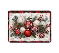 Tappetino scolapiatti con ornamenti natalizi, tappetino scolapiatti in gomma assorbente, motivo scozzese rosso, tappetino scolapiatti in pelle PU per bancone della cucina, 45,7 x 61 cm