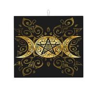 Tappetino scolapiatti con ornamento a forma di pentagramma e dea della luna tripla, 16" x 18", protezione assorbente in microfibra per tavolo da cucina, tappetino multiuso per scolapiatti da lavello