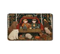 Tappetino scolapiatti con orso autunnale, accogliente, in gomma assorbente, motivo animali del bosco, tappetino scolapiatti in pelle PU per bancone della cucina, 30,5 x 50,8 cm