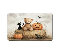 Tappetino scolapiatti con orso di Halloween, per bancone della cucina, grazioso gatto e zucca in gomma assorbente, tappetino scolapiatti in pelle PU autunnale, 30,5 x 50,8 cm
