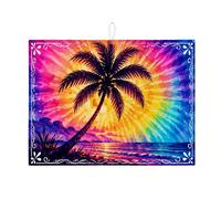 Tappetino scolapiatti con palma tropicale per bancone della cucina, tappetino scolapiatti assorbente astratto colorato, tappetino in microfibra estivo per proteggere la cucina, 45,7 x 61 cm