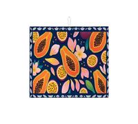 Tappetino scolapiatti con papaya tropicale, per bancone della cucina, tappetino assorbente per scolapiatti con motivo floreale blu, tappetino in microfibra esotico estivo per bar, 40,6 x 45,7 cm